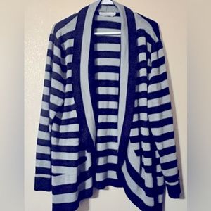 Striped navy blue and gray sweater